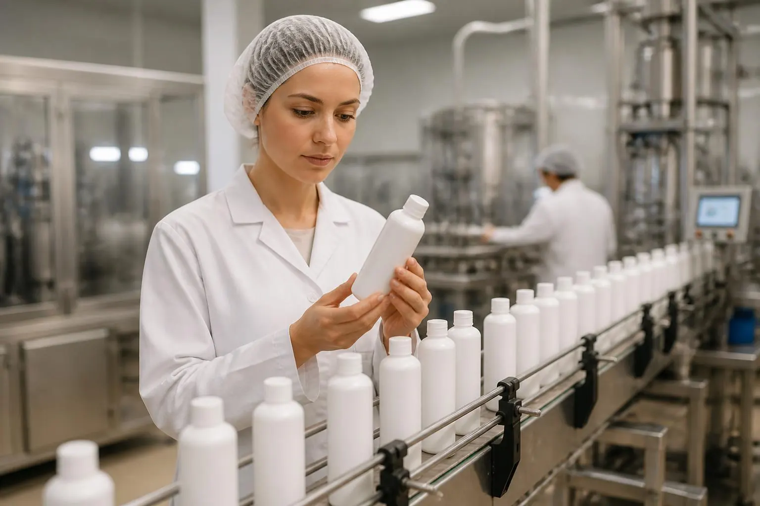 GMP-compliant contract manufacturing facility line for private label supplement and skincare production